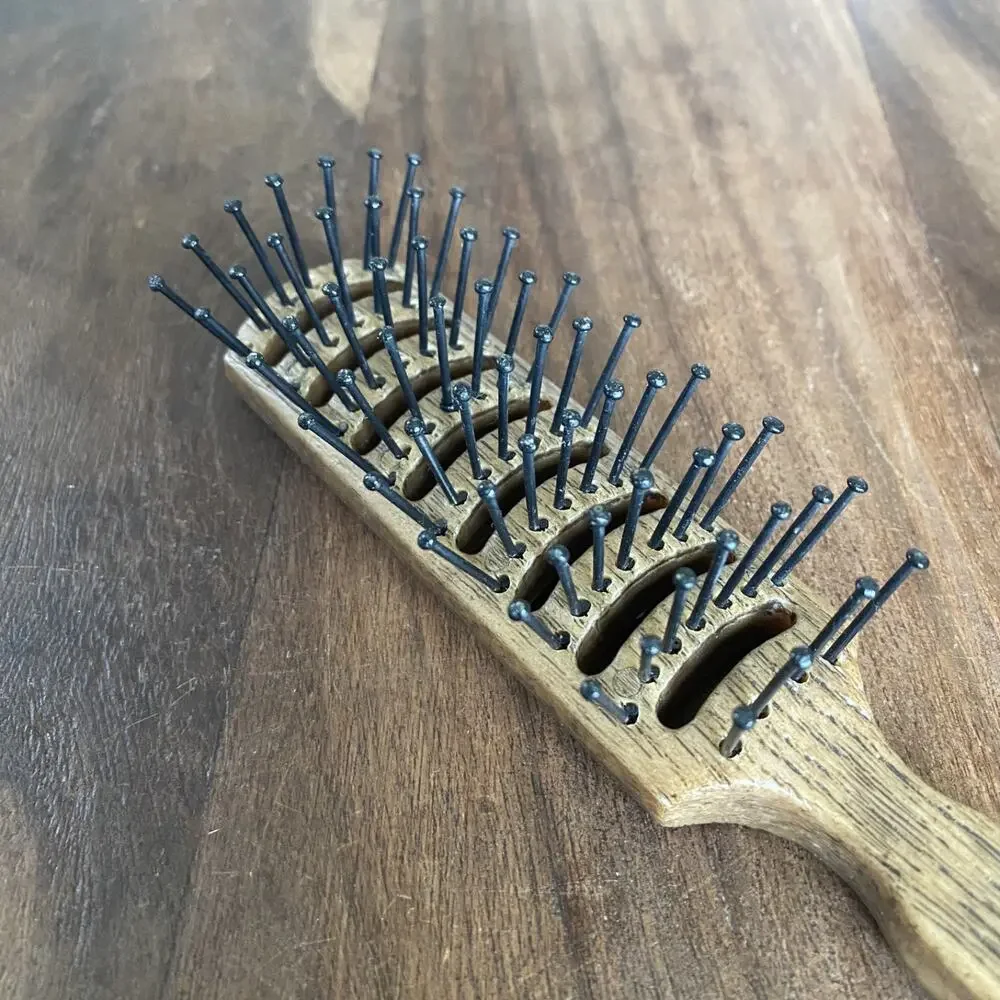 Vintage Goody Faux Wood Styling Hair Brush Brown Ball Tips USA Made